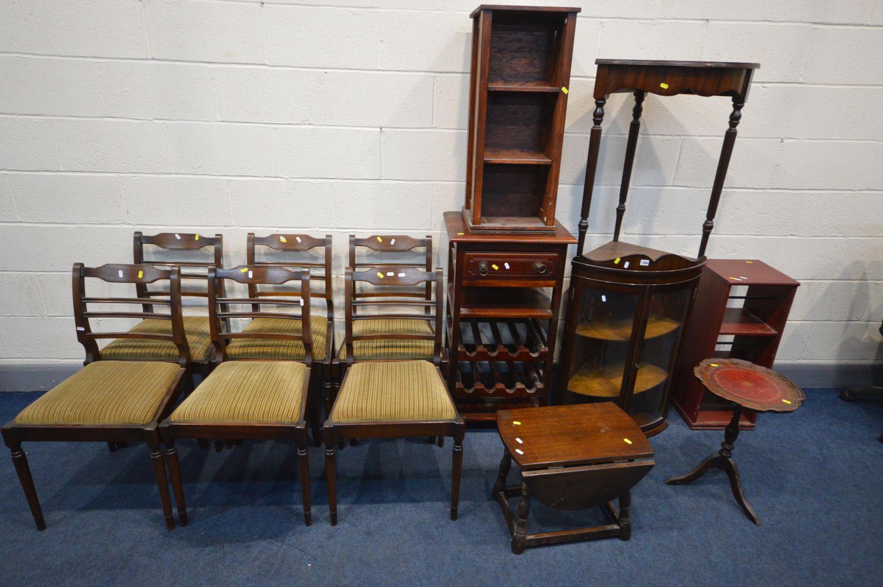 A QUANTITY OF OCCASIONAL FURNITURE, to include a hardwood kitchen stand, a mahogany hanging bow