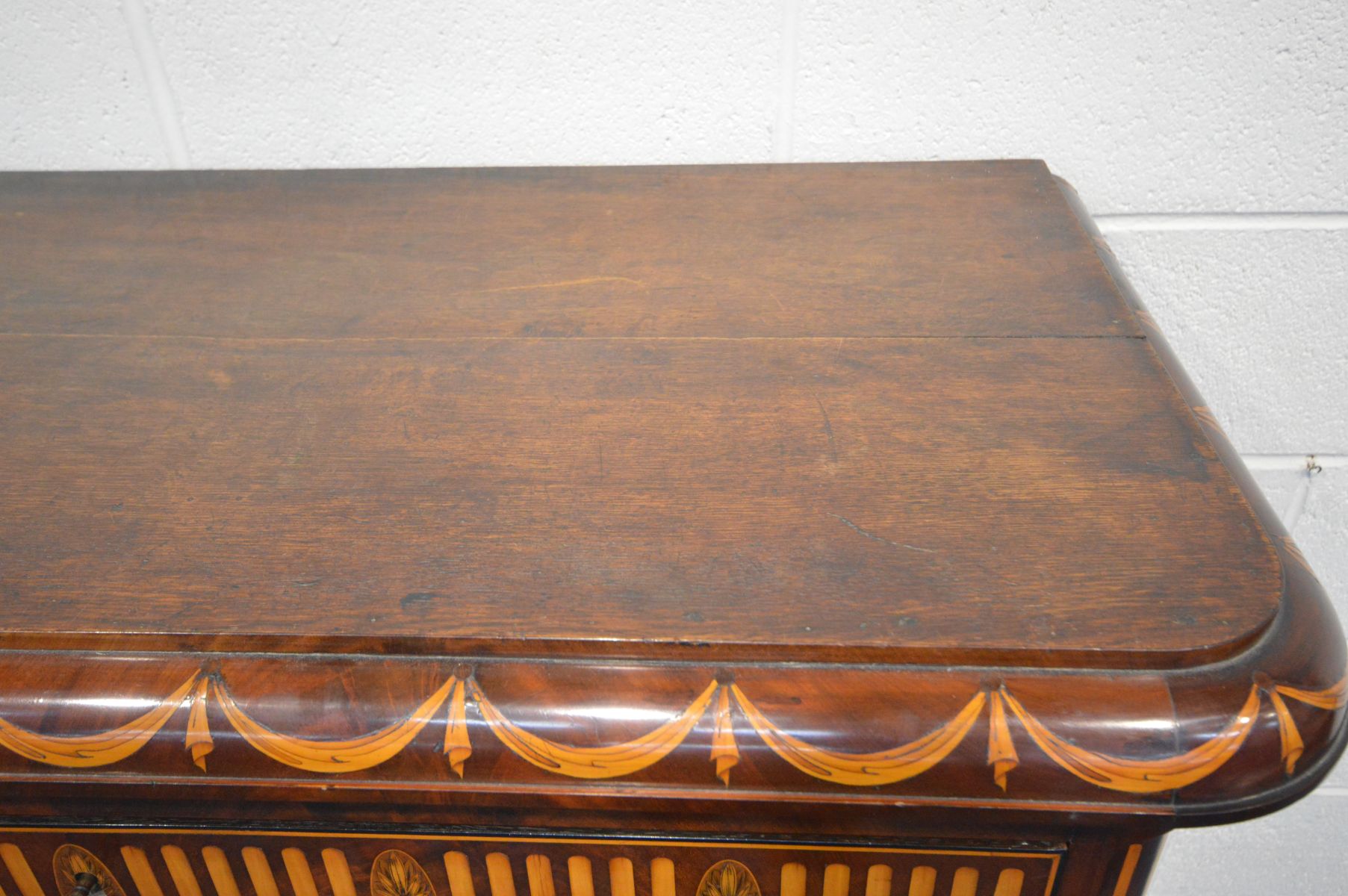 A LOUIS XVI MAHOGANY AND MARQUETRY INLAID SECRETAIRE A ABATANT, 18th century, the single drawer - Image 9 of 12