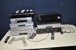A COLLECTION OF AUDIO VISUAL EQUIPMENT including a Samsung DVD1080PB DVD player with remote, a