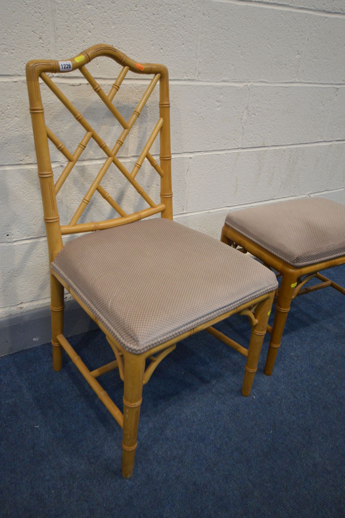 A CHINESE CHIPPENDALE STYLE BAMBOO SIDE CHAIR and matching stool (2) - Image 2 of 3