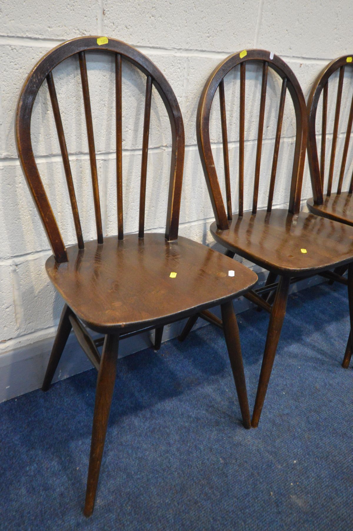 A SET OF FOUR ERCOL ELM AND BEECH MODEL 400 KITCHEN CHAIRS - Image 2 of 2