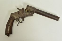 A 27MM HEBEL GERMAN WWI FLARE/SIGNAL PISTOL, in correct working order, the metal work has lost all