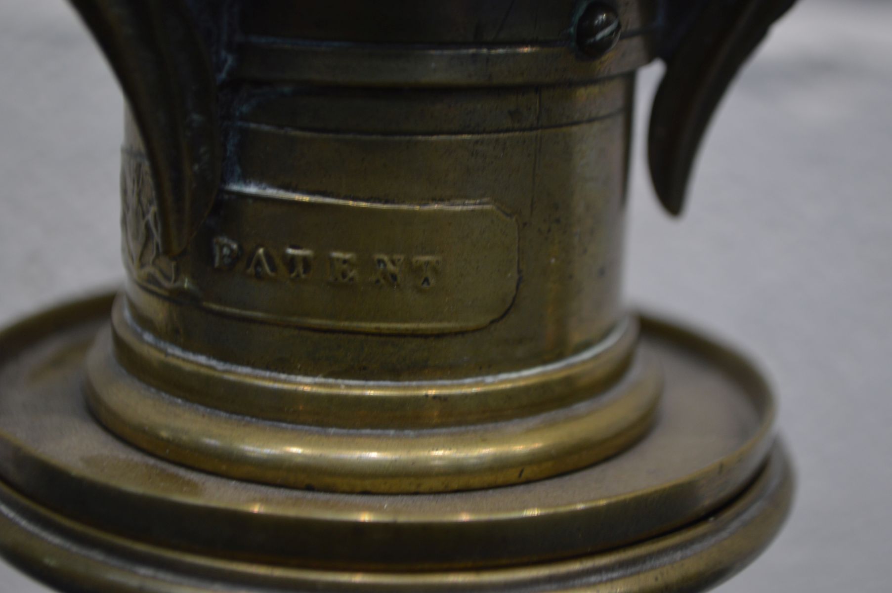 A 19TH CENTURY PALMER & CO TELESCOPIC TABLE LAMP, later converted to electricity, stamped to side, - Image 4 of 6
