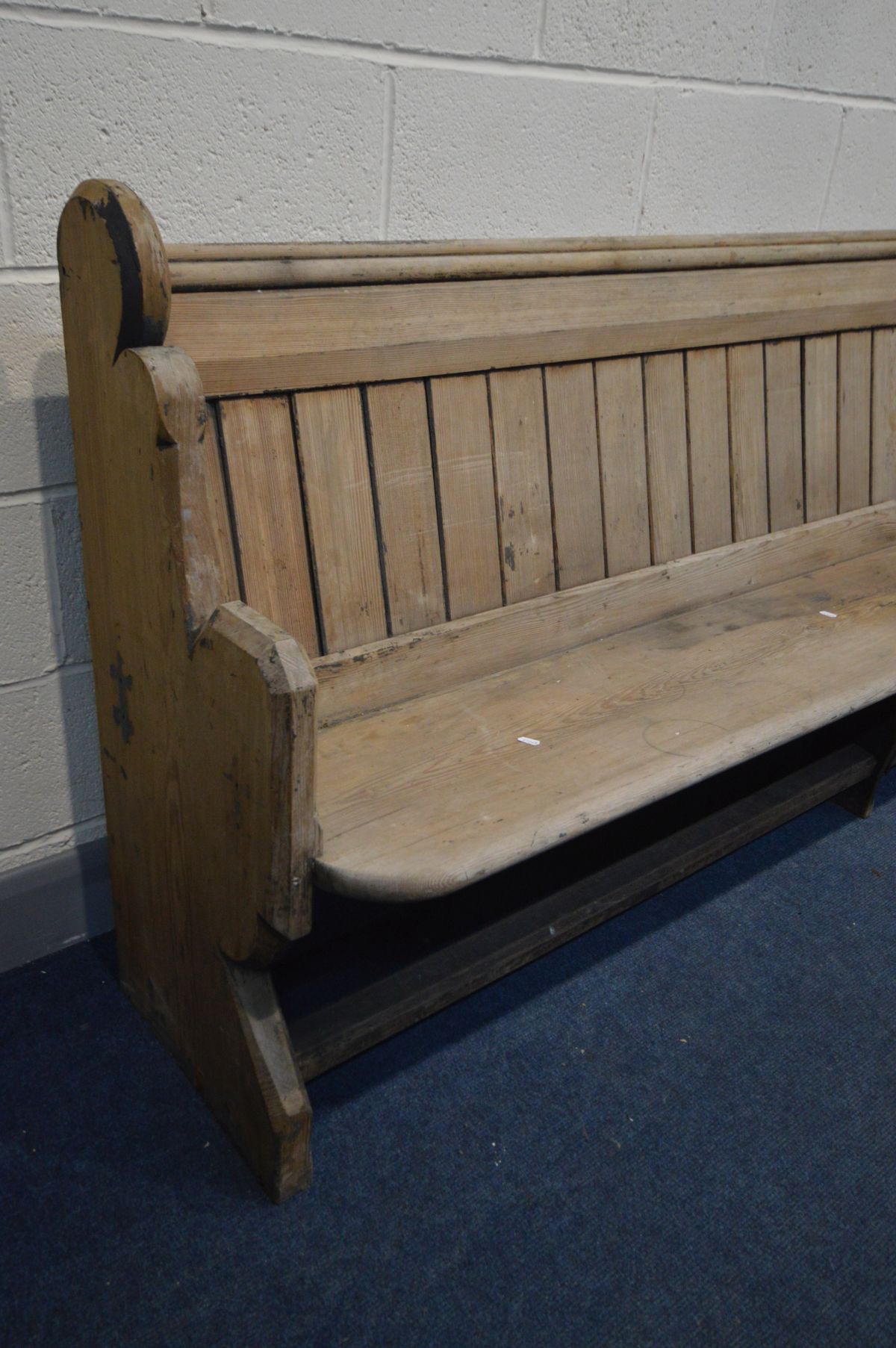 A VICTORIAN PINE PEW, length 245cm - Image 2 of 2