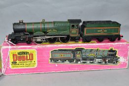 A BOXED HORNBY DUBLO CASTLE CLASS LOCOMOTIVE, 'Cardiff Castle' No. 4075, B.R. Lined green livery (