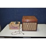 A VINTAGE RCA VICTOR VICTROLA RECORD PLAYER in a Mahogany cabinet with a BSR turntable and spare