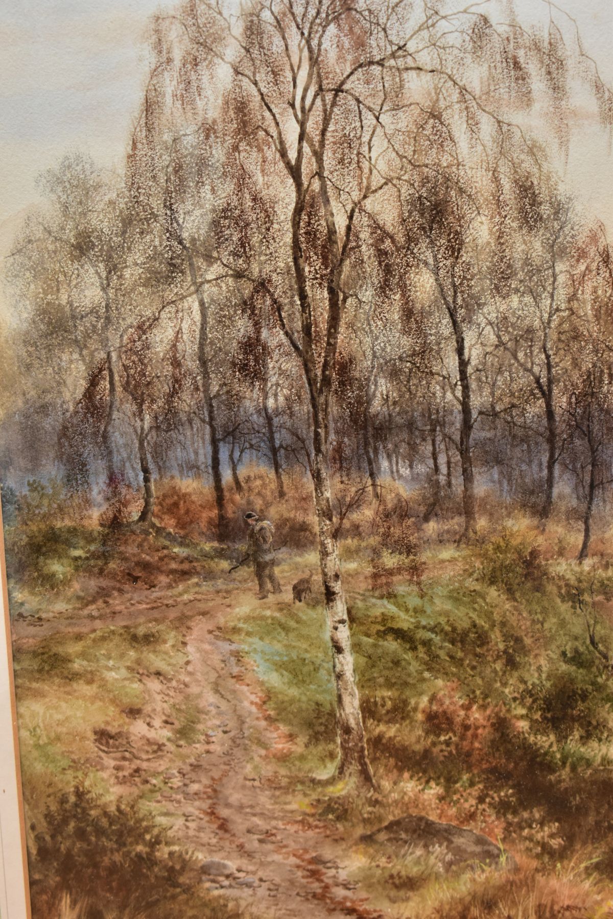 H.J. LOCKLEY (ACTIVE 1887-1920) a male figure of a forest path with his dog, signed and dated (18)90 - Bild 3 aus 4