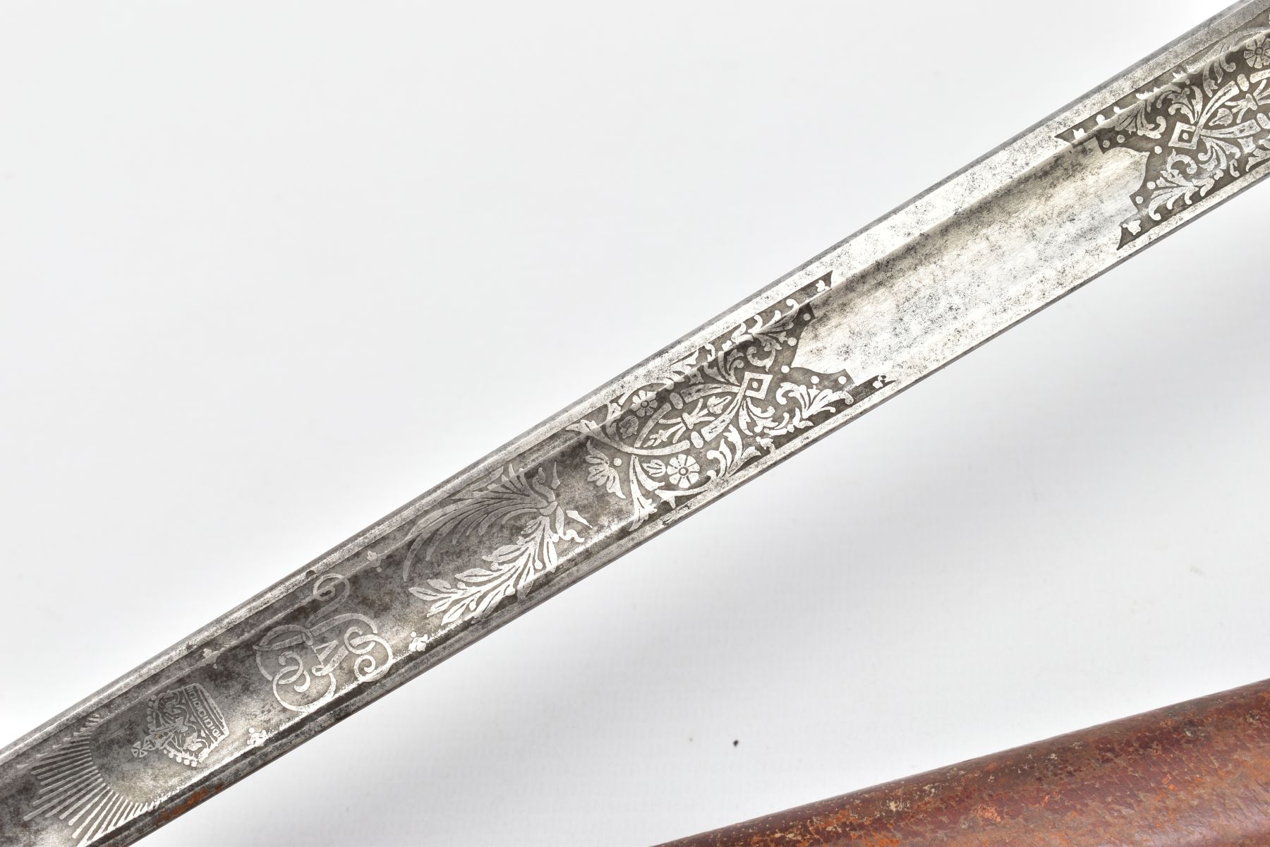 A FENTON BROTHERS LTD, SHEFFIELD 1897 PATTERN INFANTRY OFFICERS SWORD AND SCABBARD, the blade is - Image 12 of 15