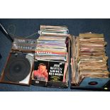 TWO BOXES OF RECORDS AND B55 LENCO TURNTABLE, records include Easy Listening 78's and Lps, turntable