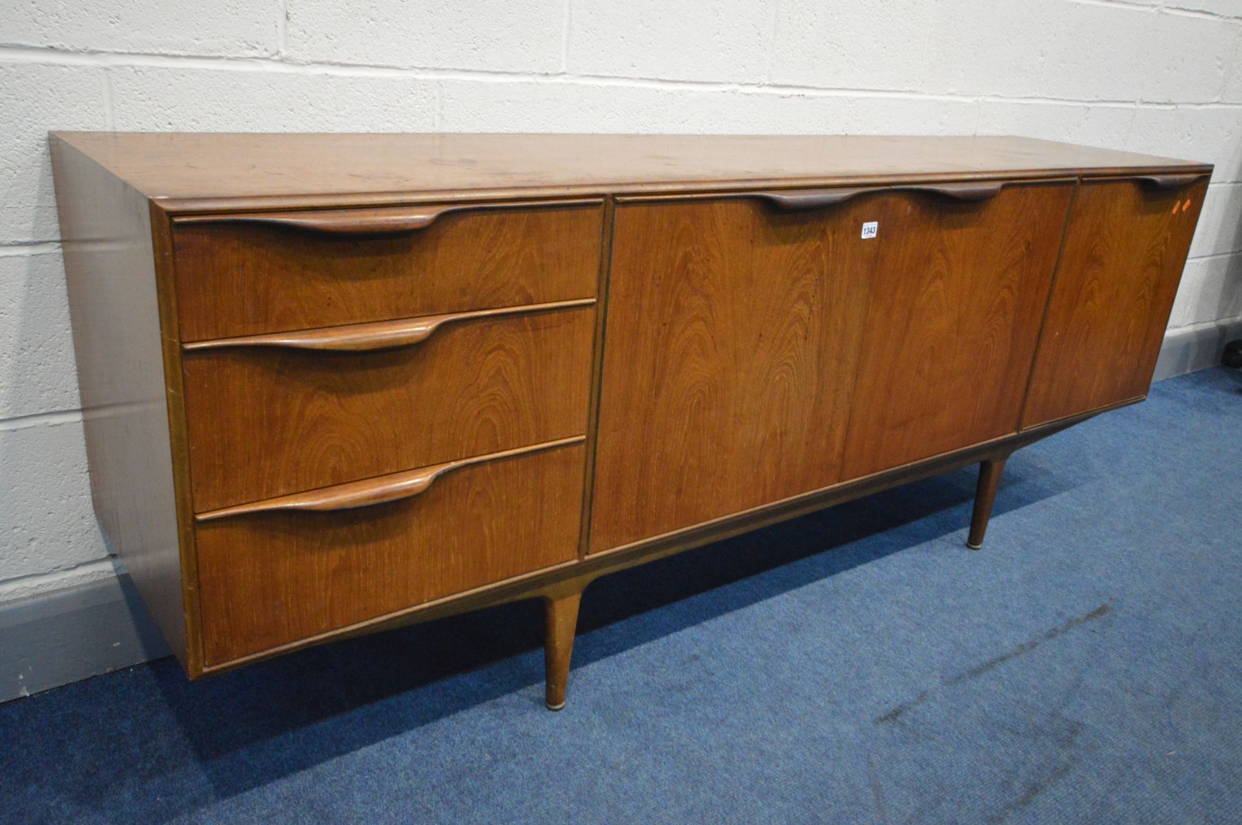 A MCINTOSH AND CO TEAK SIDEBOARD, with three drawers, the top drawer with cutlery dividers and baize - Image 2 of 6