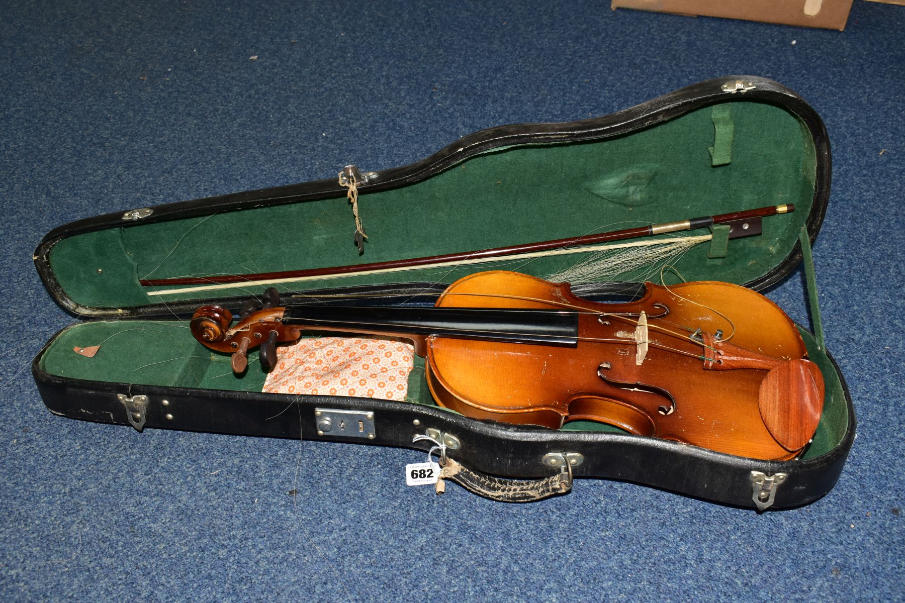 A CASED CHINESE SKYLARK BRAND VIOLIN, two piece back, overall length 59cm, length of back