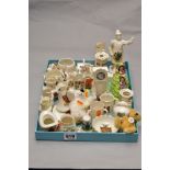 A GROUP OF CRESTED CHINA, etc, to include two Goss table bells in the form of crinoline ladies,