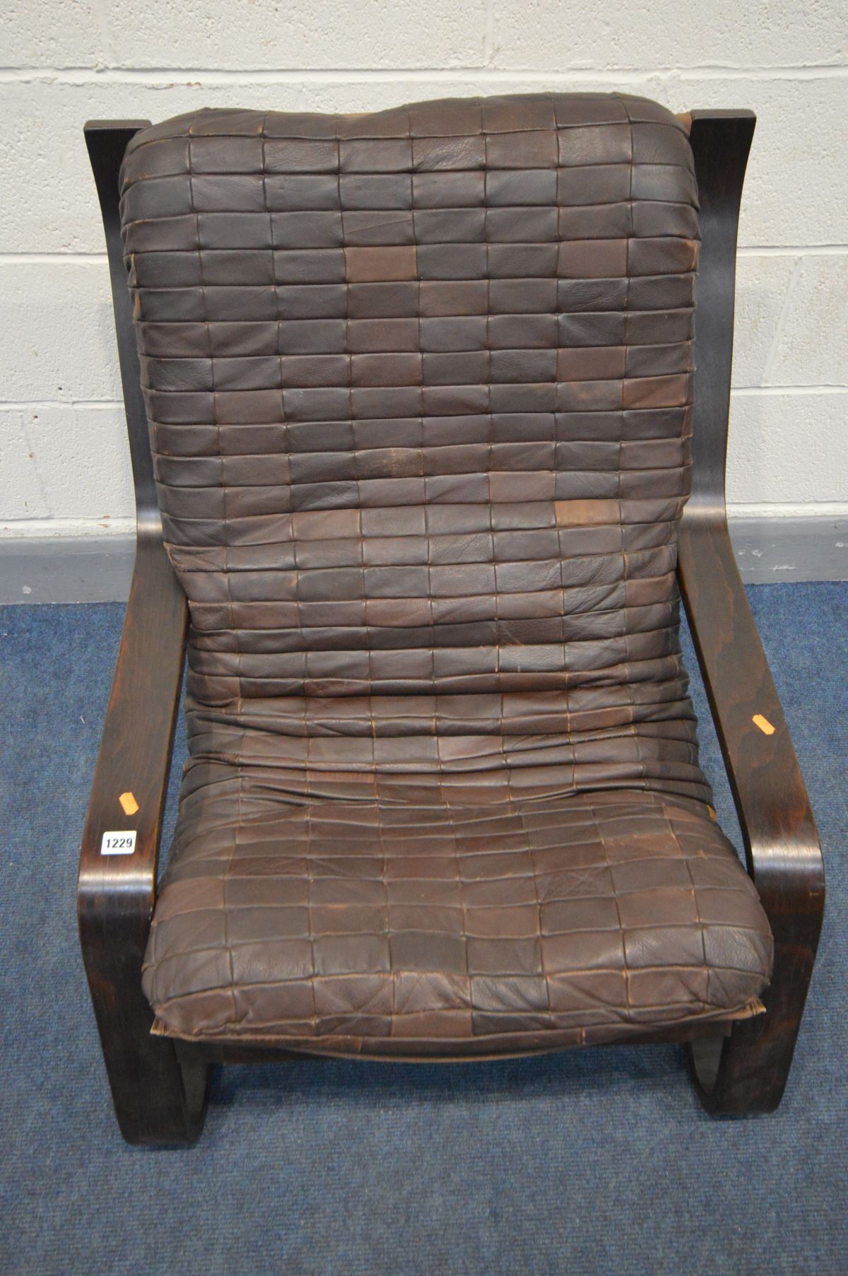 A DANISH 1970'S LEATHER PATCHWORK AND BENTWOOD CANTILVER CHAIR - Image 3 of 4