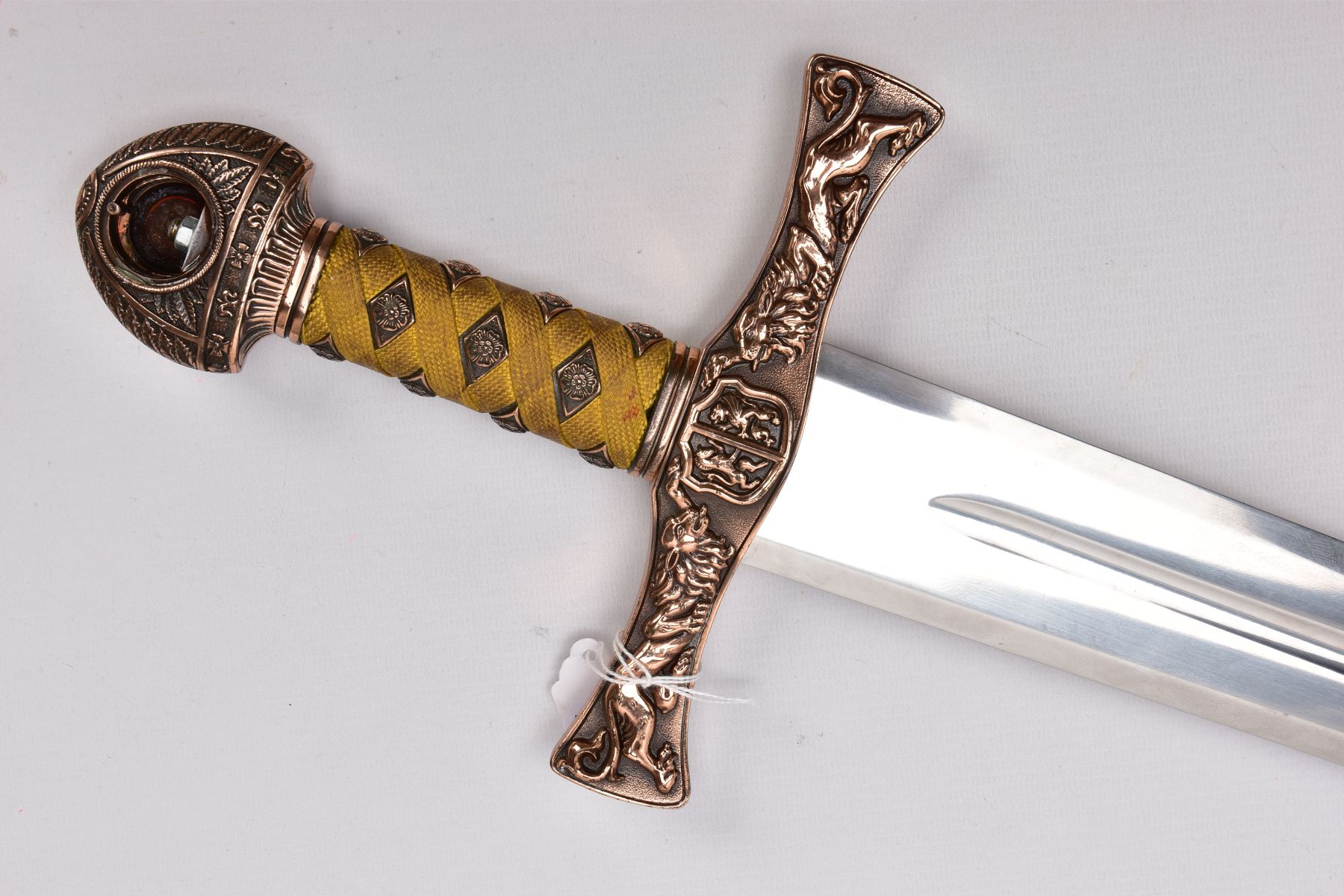 TWO REPLICA COPY SWORDS, a Medieval style sword, with approximately 83cm length blade, slightly - Image 7 of 9