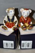 TWO BOXED ROYAL CROWN DERBY SCOTTISH TEDDY BEARS, comprising Shona, gold backstamp edition for 2002,