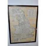 A FRAMED BRADSHAWS RAILWAY MAP OF ENGLAND, WALES AND SOUTHERN SCOTLAND, undated but would appear