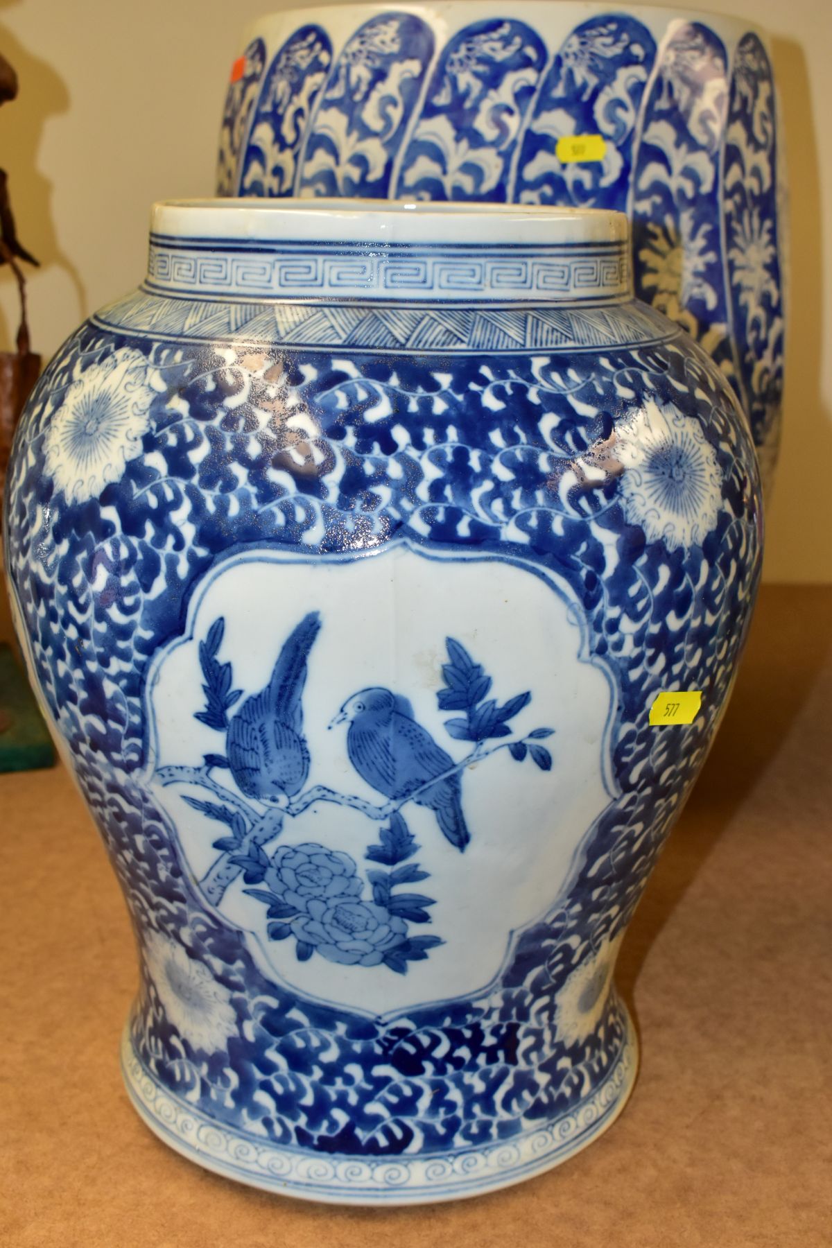 A MODERN CHINESE BARREL STOOL OF WRYTHERN FORM, blue and white floral decoration, approximate height - Image 3 of 8