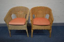 A PAIR OF WICKER BEDROOM CHAIRS