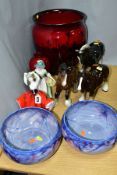 NINE PIECES OF ROYAL DOULTON, BESWICK, ETC, comprising Royal Doulton 'Karen' HN2388 and 'Daffy-