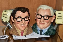 A PAIR OF ROYAL DOULTON LIMITED EDITION CHARACTER JUGS, from The Two Ronnies, Ronnie Barker OBE