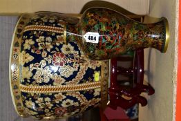 A MODERN CLOISONNE VASE, height 25cm, together with a large modern Chinese fish bowl with interior