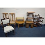 A SELECTION OF OCCASIONAL FURNITURE, oak nest of three tables, drop leaf occasional table, two
