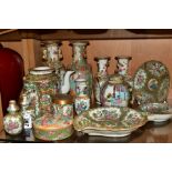 A COLLECTION OF 19TH AND EARLY 20TH CENTURY CANTON FAMILLE ROSE DECORATED PORCELAIN, including three