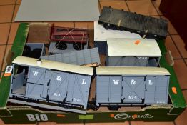 A QUANTITY OF UNBOXED G SCALE ROLLING STOCK, assorted items to include Accucraft Welshpool &