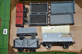 A QUANTITY OF UNBOXED AND ASSORTED GAUGE 1 ROLLING STOCK, assorted kit or scratchbuilt items,