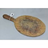 A ROBERT THOMPSON 'MOUSEMAN' CHOPPING BOARD with carved mouse on handle, approximate length 37cm (