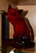 A ROYAL DOULTON FLAMBE SEATED FOX, HN130, height 23.5cm, signed to Noke to base (Condition