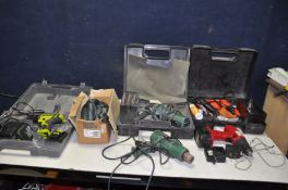 A GUILD 18V CORDLESS DRILL with two batteries and charger, a Black and Decker Electric Planer, a