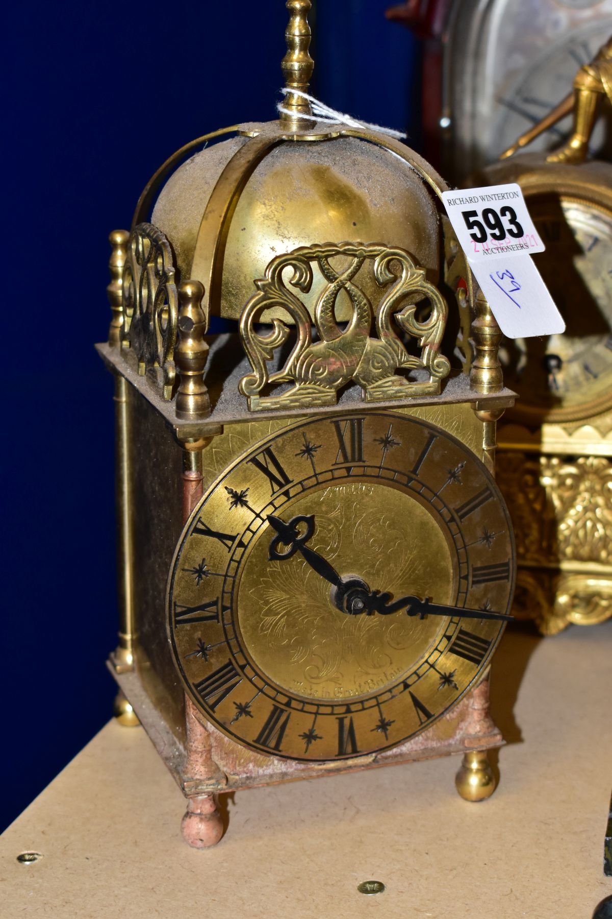 A GUSTAV BECKER WESTMINSTER CHIMING MANTLE CLOCK, with Roman numerals to the chapter ring, height - Image 3 of 11