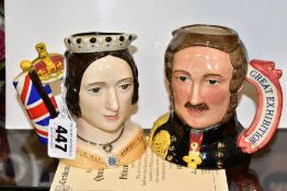 A PAIR OF ROYAL DOULTON LIMITED EDITION CHARACTER JUGS, Queen Victoria D7072 and Prince Albert