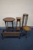 FIVE PIECES OF OCCASIONAL FURNITURE, to include a barley twist occasional table with a wavy top (Sd)