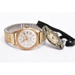 A LADIES SILVER WRISTWATCH AND A GENTS MONDAINE WRISTWATCH, the ladies watch with a curved