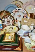 A GROUP OF CERAMICS AND SUNDRY ITEMS, to include three vintage shaving mugs, unmarked novelty teapot