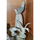 THREE PIECES OF LLADRO, comprising 4584 'Girl with Lamb', sculpted by Antonio Ruiz, 1265 'Duck