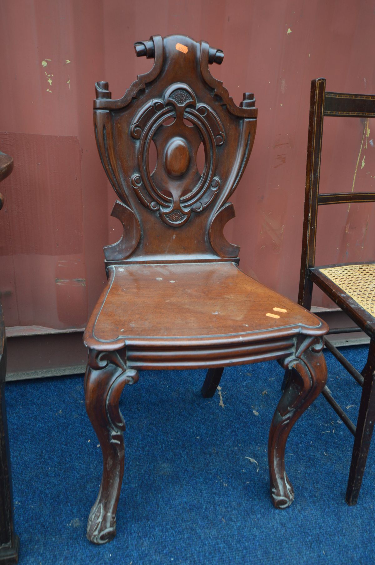 A FRENCH STYLE OPEN ARMCHAIR with a circular wheel back and bergère seat (Sd) a Victorian mahogany - Image 3 of 3