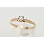 A 9CT GOLD SINGLE DIAMOND RING, designed with a four-claw set, round brilliant cut diamond, 0.25cts,