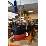 MODEL BOAT 'PATRICIA ANN' in wooden stand, approximately 85cm x 53cm (fitted with remote control
