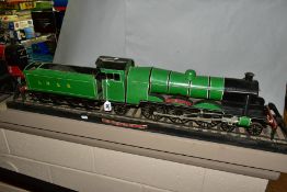 TWO WOODEN SCRATCH BUILT LOCOMOTIVES AND TENDERS, comprising a green and black painted LNER '