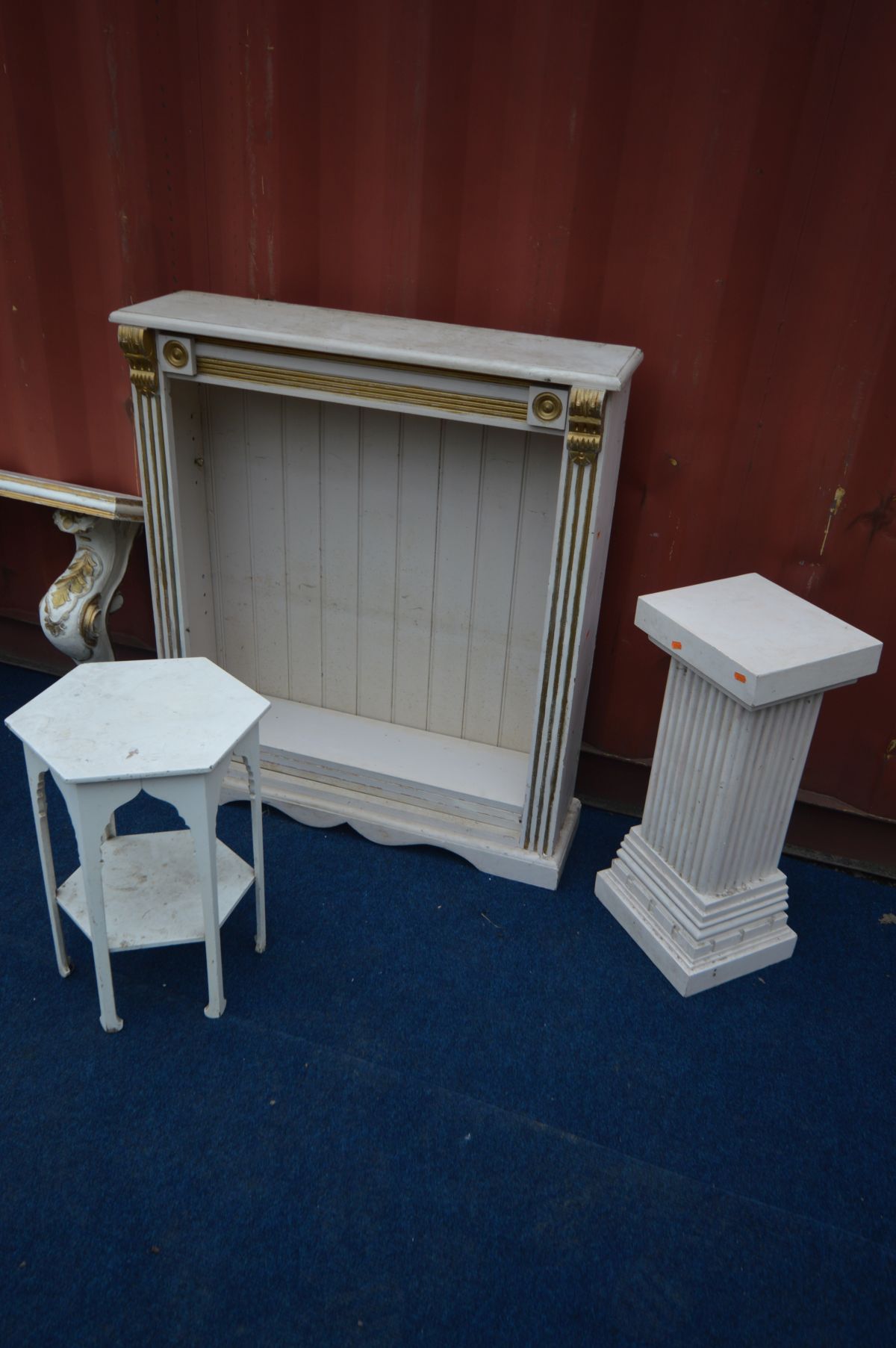A SELECTION OF FRENCH FURNITURE, all painted cream and gilt, to include an open bookcase, four - Image 2 of 4