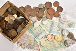 A FRUIT BOX OF MIXED WORLD COINS