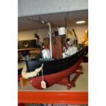 MODEL BOAT 'LORD DERBY, DUBLIN' in wooden stand, approximately length 88cm, height 58cm, quite