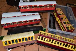 A QUANTITY OF G SCALE COACHING STOCK, assorted narrow gauge coaches including three Welsh Highland