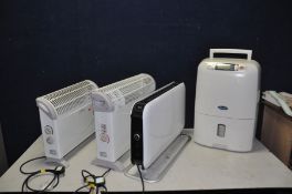 A MITSUBISHI DEHUMIDIFIER, a Mill electric Heater, and two unbranded electric Heaters (all PAT