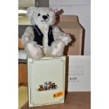 A BOXED STEIFF LIMITED EDITION CLUB EVENT TEDDY BEAR 2002, white blonde mohair, fully jointed,