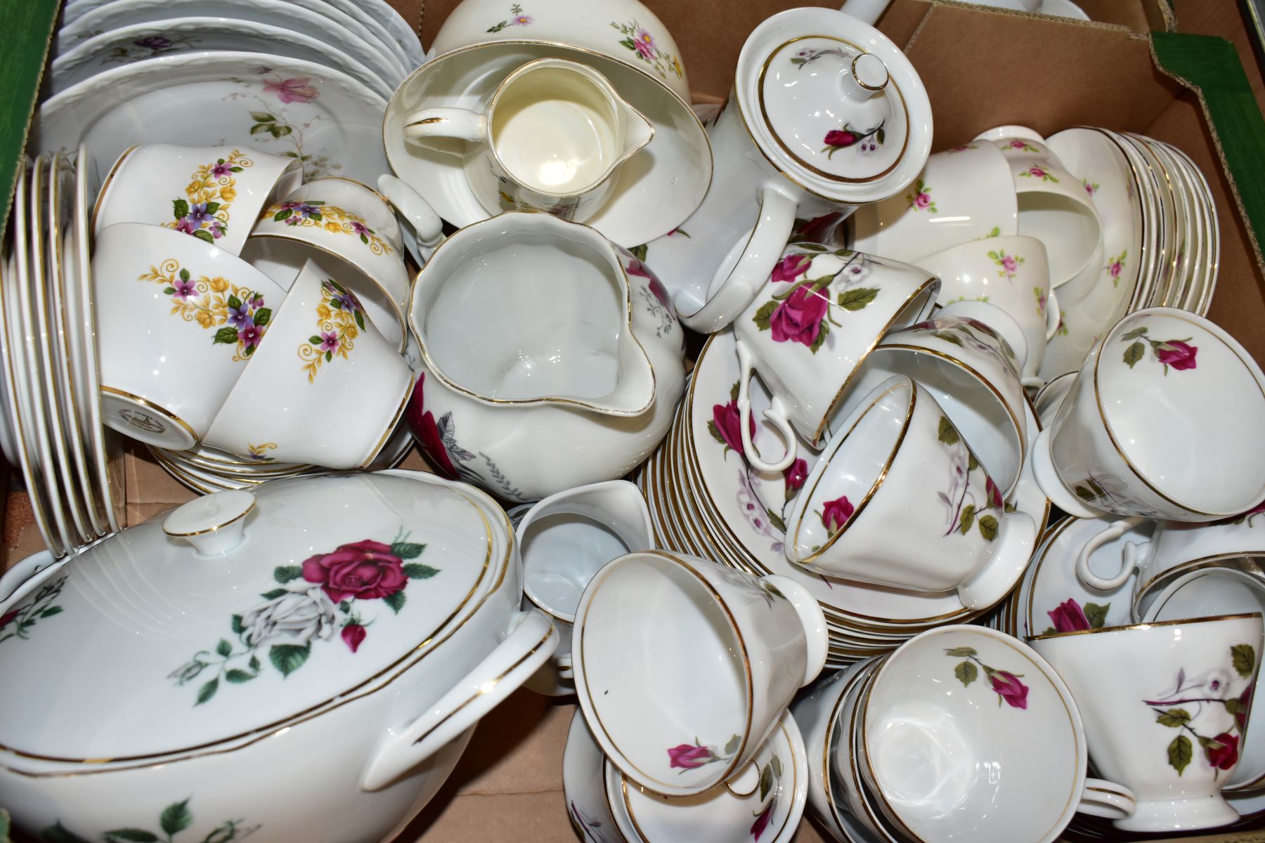 FOUR BOXES OF ASSORTED TEA AND DINNERWARES to include James Kent Ltd Old Foley Chintzware, - Image 8 of 11