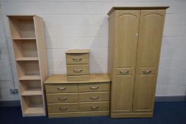 A MODERN THREE PIECE KINGSTOWN FURNITURE BEDROOM SUITE, comprising a two door wardrobe, width 88cm x